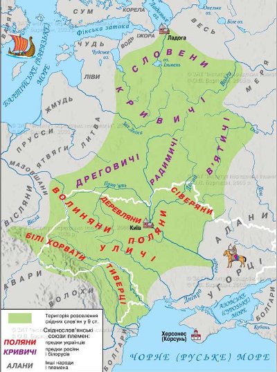 Карта розселення східних слов`ян